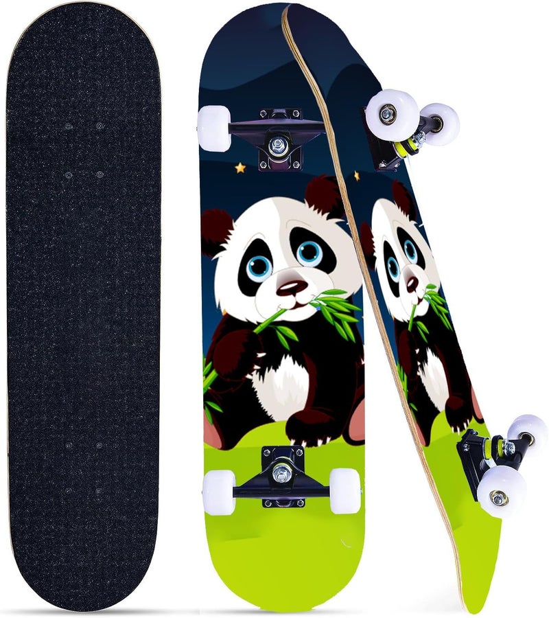 asktom Skateboards for Beginners Kids Boys Girls and Adults 31"x8" Pro Complete Skateboard 8 Layers Maple Wood, Double Kick Concave, Fascinating Cool, Solid&Durable - Image 1